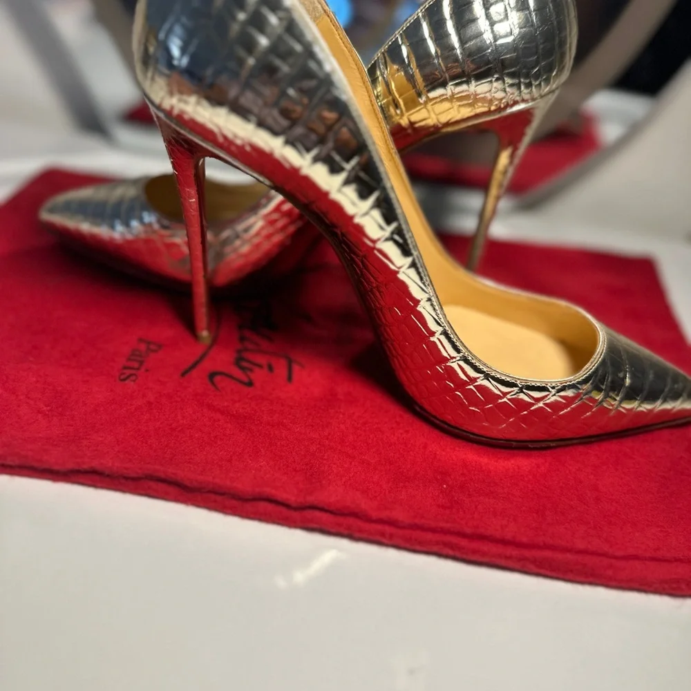 Christian Louboutin Silver Stiletto Heels - Picture 1 of 7